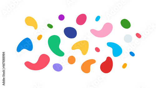 Colorful organic shapes scattered abstract playful