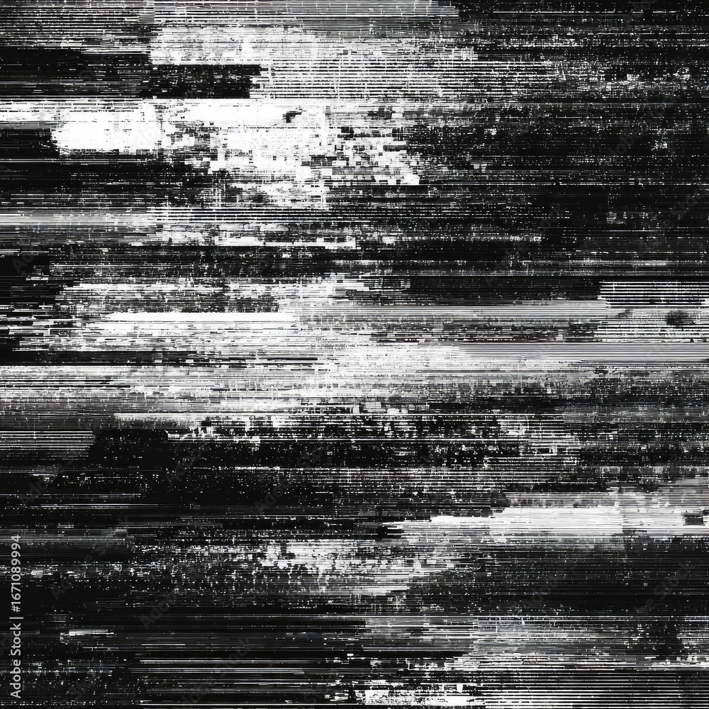 Obraz premium Abstract glitch art. Grayscale horizontal lines and distortions