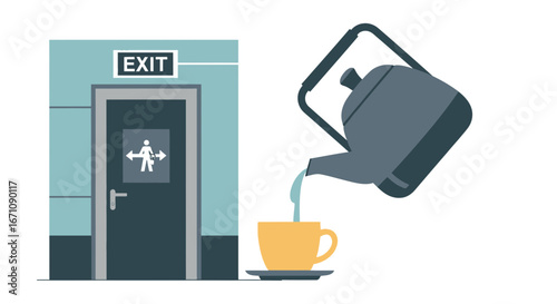 Exiting The Building For A Refreshing Beverage Prior To Deciding Which Way To Go