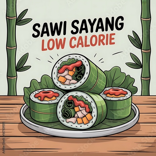 Delicious low calorie sawi sayang rolls freshly made with healthy ingredients royalty free stock photos premium quality