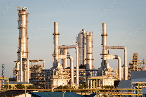 Petrol chemical plant in Map Ta Phut sub district, Rayong province of Thailand at evening sky. Large industry of oil and gas for global business. Suit for concept of fuel power business, demand supply