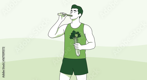 Healthy Individual Consuming Celery, Promoting Wellness Through Plant-Based Nutrition And Sustenance