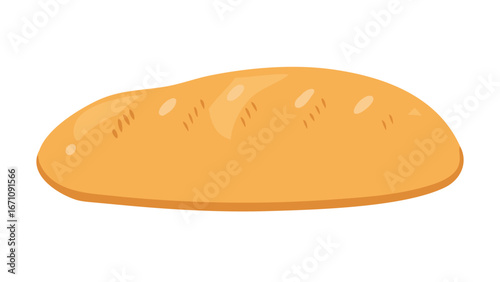 Golden loaf of bread with light brown crust baked food