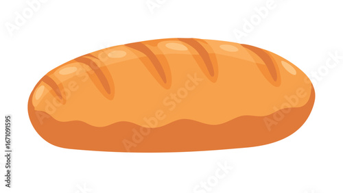 Golden loaf of bread with scoring baked food