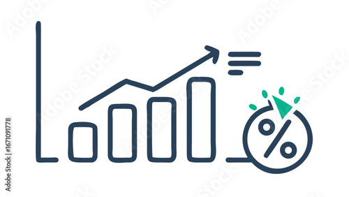 Growth chart with percentage graph increase