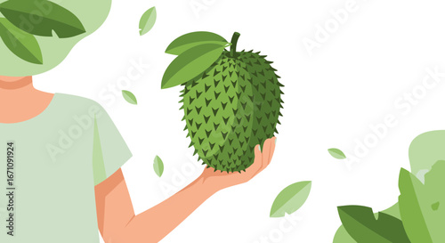 Holding Soursop Fruit In Hand: Illustrative Representation Of Healthy Eating And Wellbeing