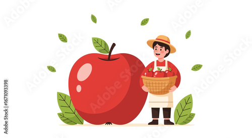 Fresh Harvest: A Cheerful Gardener Displays a Bountiful Apple Yield with a Smile
