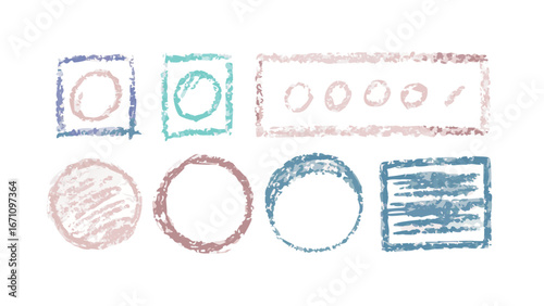 Pastel crayon shapes with textured edges geometric