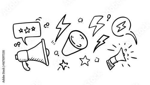 Person speaking into a megaphone announcing news silhouette