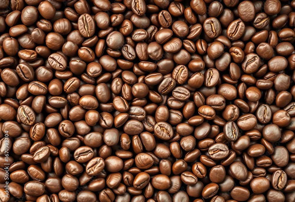 Obraz premium A swirling, dense pattern of roasted coffee beans, caffeine, food