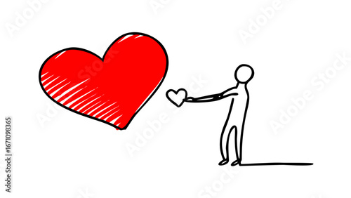 Red Heart Doodle love graphic