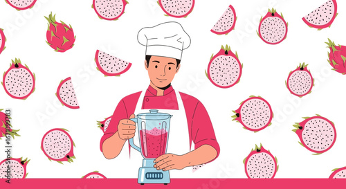 Chef Creates Delicious Dragon Fruit Smoothie Blend For Refreshing Culinary Indulgence