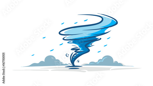 Stylized Tornado with Rain and Clouds storm weather