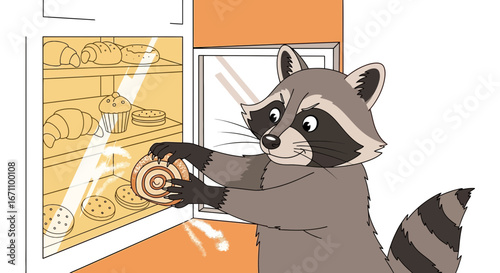 Curious Raccoon Steals Pastry From Refrigerator For His Sweet Treat Craving
