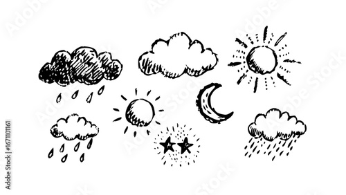 Vintage Sun and Cloud Weather retro