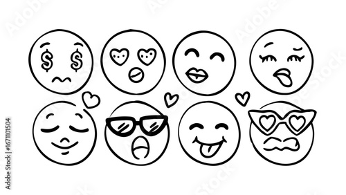 Whimsical Emoji Faces Doodle playful