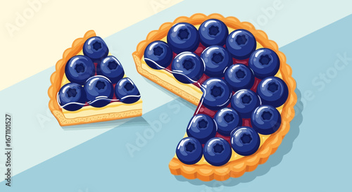 Delicious Blueberry Tart Illustration For Food, Dessert, And Bakery Related Visuals