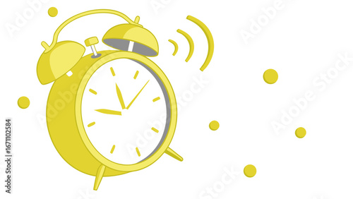 Yellow alarm clock ringing time management wake up call morning schedule vector illustration.
