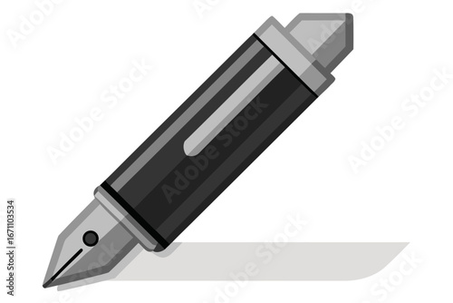 Pen and office tools including knife, stapler, and marker on a white background close-up