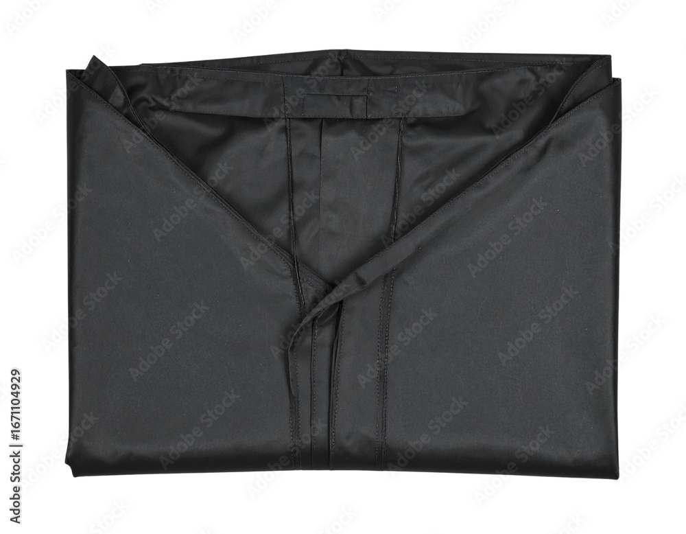 Naklejka premium Folded Black Chador with Layered Fabric Drapes, Top-Down Flat Lay, Isolated on Transparent Background