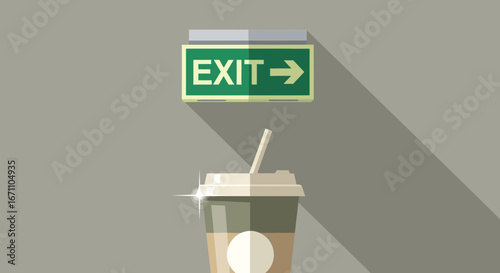 Coffee Break Leads To Pathway Out Suggesting Relief For Refreshment From Work Stress