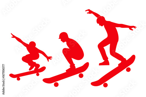 set of Skateboarding trick silhouette vector