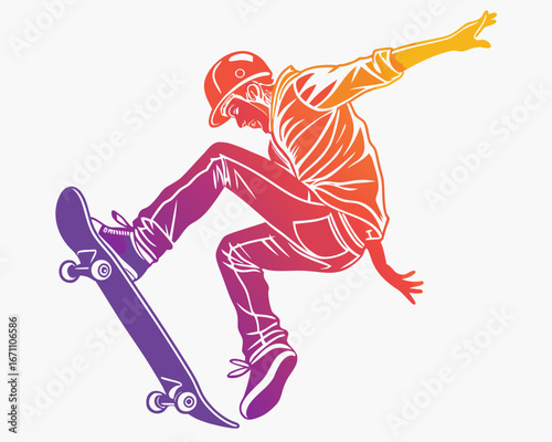 Skateboarding trick silhouette vector