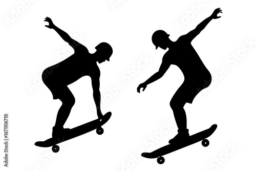 Skateboarding trick silhouette vector