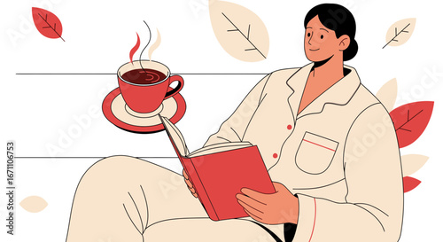 Cozy Reading Retreat: A Modern Illustration of Relaxation and Simple Pleasures