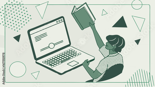 Online Education Laptop Book Learning Study Student Knowledge Technology E-learning Digital Learning Online Course Distance Education Education Concept Modern Education Back to School Classroom Educa.