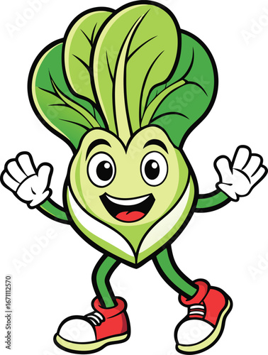 Vector art of cartoon bok choy character is walking