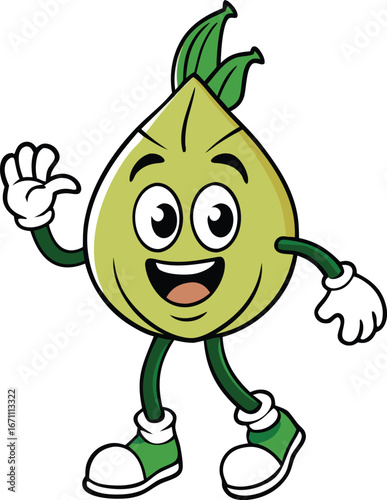 Vector art of cartoon garlic bulb character
