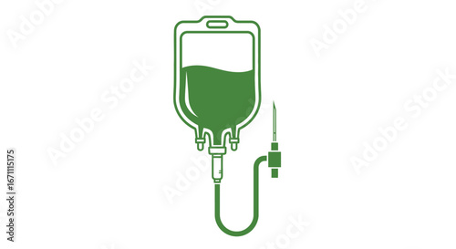 Minimalist representation of intravenous fluid bag showing medical treatment and health