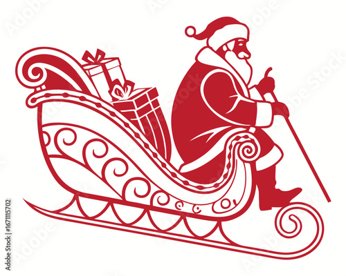 colorful Santa Claus sleigh silhouette illustration