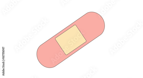 Simple graphic illustration of a light pink adhesive bandage for minor wound care