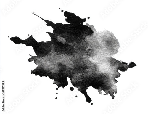 Abstract ink splatter, grayscale