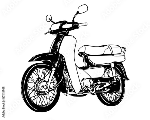 vintage scooter isolated on black and white concept
