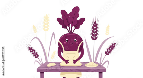 Sweet Beetroot Artisan Baking Delicious Bread On Wooden Table Smiling Face