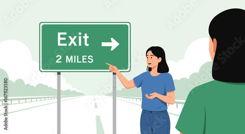 Two Women On A Road Trip Consulting A Road Sign And Navigating Their Journey Ahead