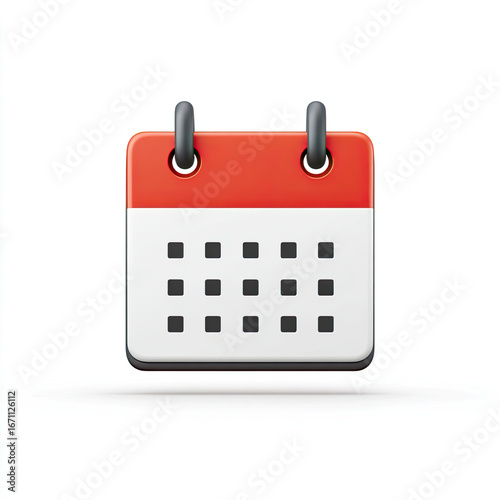 Calendar icon with red header and black date marks white background