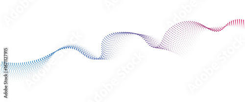 Flowing Dot Wave halftone gradient pattern on transparent background