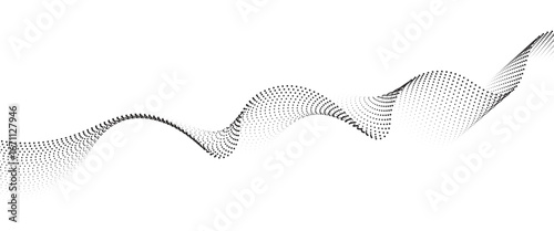 Flowing Dot Wave halftone gradient pattern on transparent background