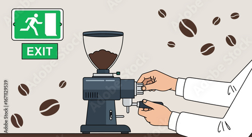 Preparing Fresh Coffee: The Ritual of Grinding Beans for Aromatic Perfection