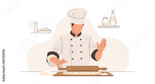 Professional Chef Creates Dough, Demonstrating Expertise in Culinary Craftmanship