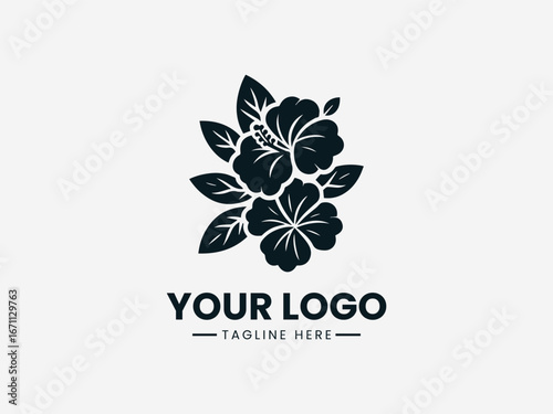 Black and white rose bouquet drawing with blooming flowers buds and decorative leaves