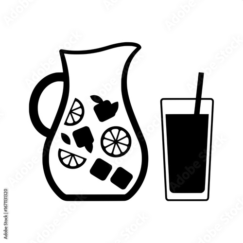 Refreshing Pitcher of Fruit-Infused Iced Tea or Sangria A Summer Drink Icon