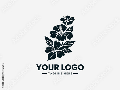 Black and white rose bouquet drawing with blooming flowers buds and decorative leaves