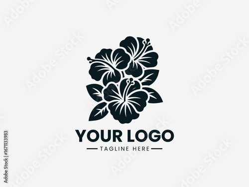 Black and white rose bouquet drawing with blooming flowers buds and decorative leaves