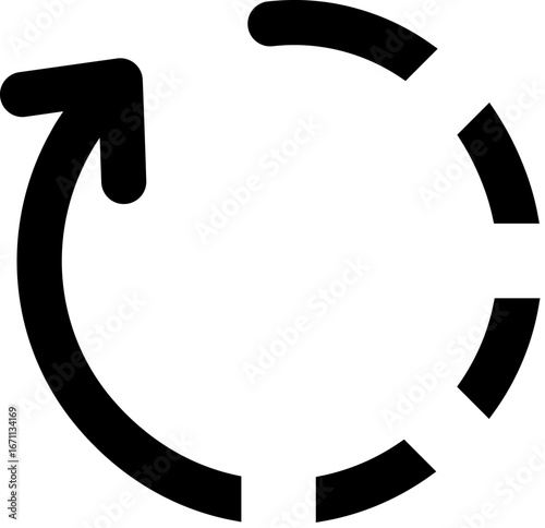 Circular Arrow Icon: A minimalist circular arrow, a modern and dynamic representation of concepts such as recycling, reloading, or the cyclical nature of processes.