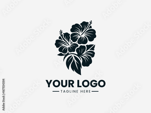Black and white rose bouquet drawing with blooming flowers buds and decorative leaves